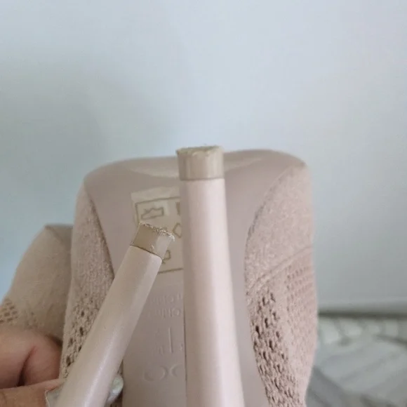 Aldo Peep Toe, Stretchy Knit Ankle Bootie Lt Pink - Picture 4 of 6